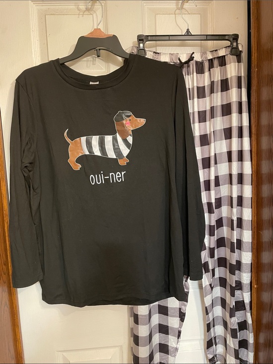 The Unbranded Brand Other - Women’s Black Dachshund Graphic Pajama Set - Oui-ner
